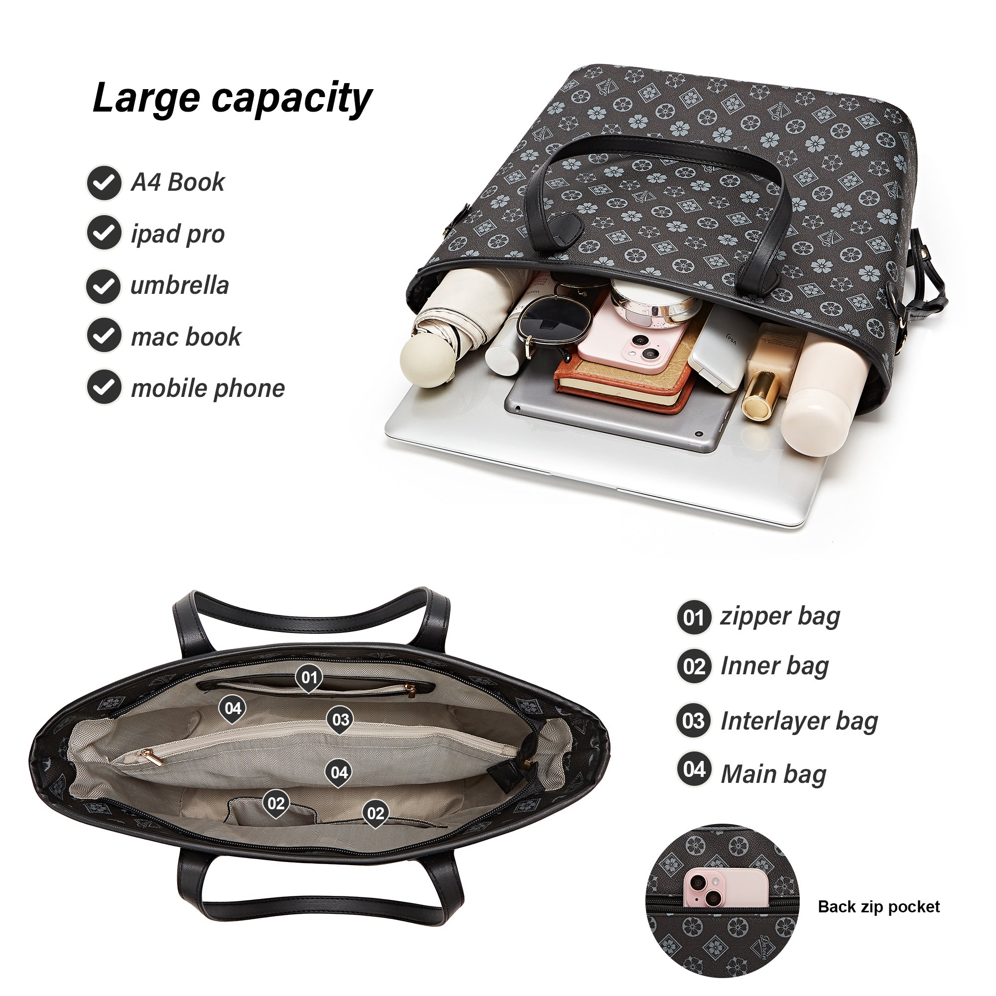 Tote Bags for Women Leather Tote Purse Crossbody Bags with Pockets Top Handle Shoulder Handbags Satchel Bags for Travel Work