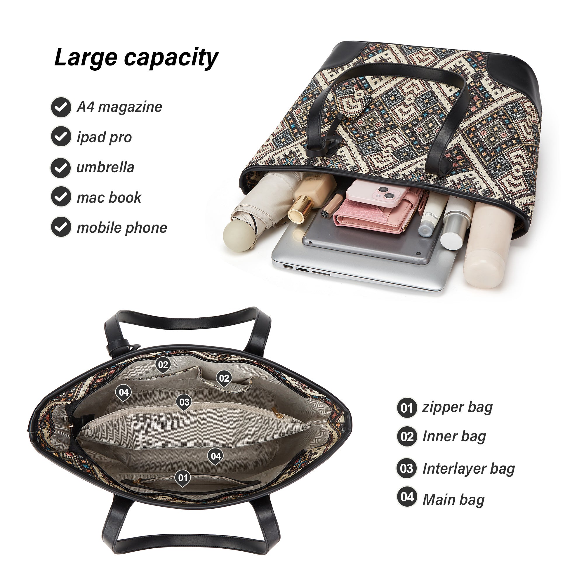 Tote Bags for Women Leather Tote Purse Crossbody Bags with Pockets Top Handle Shoulder Handbags Satchel Bags for Travel Work